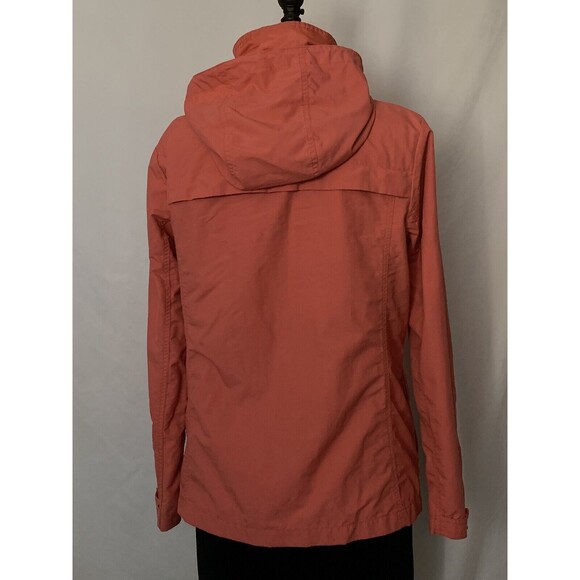 Lands End Rain Jacket Womens Small Orange Detachable Hood Full Zip Nylon - Picture 5 of 8
